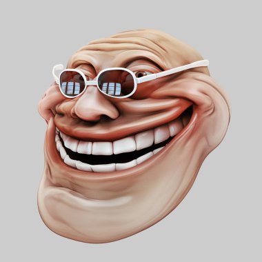 Trollface Koyu gözlüklü. Internet trol illüstrasyon