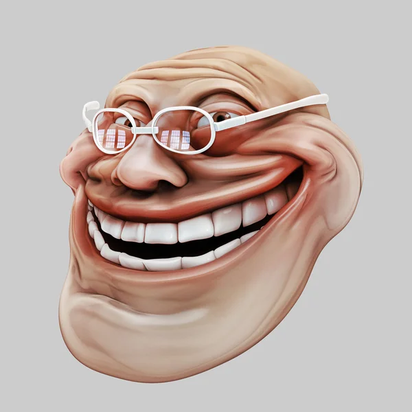 Trollface spectacled. Internet troll 3d illustration — Stock Photo, Image