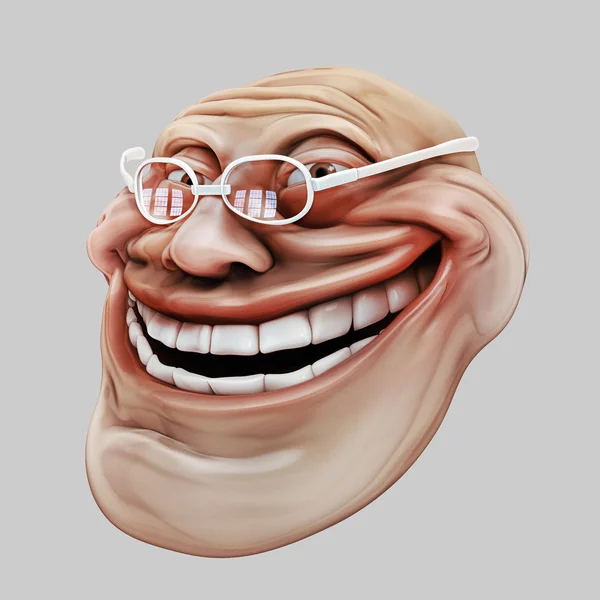 Trollface con gli occhiali. Internet troll 3d illustrazione — Foto Stock