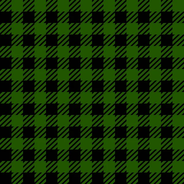 녹색검은 체크는 Gingham Buffalo Lumberjack Tartan Platan Plaid Seamless Pattern — 스톡 벡터