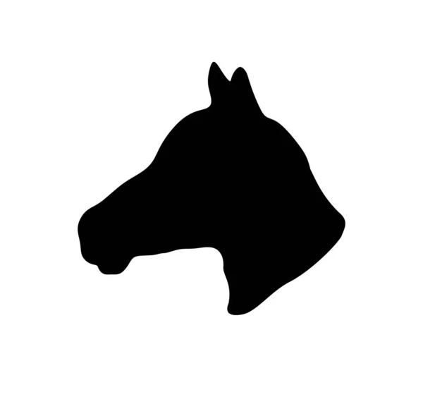 Cheval Vecteur Tête Noire Contour Visage Silhouette Dessin Pochoir Illustration — Image vectorielle