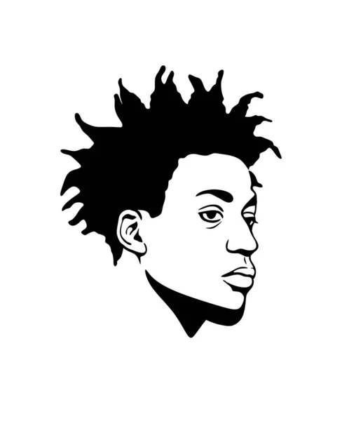 Noir Afro Américain Portrait Masculin Visage Vecteur Silhouette Une Coiffure — Image vectorielle