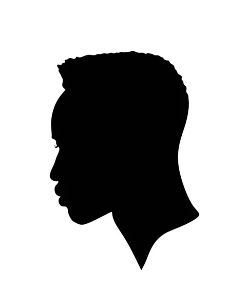 Черный Афро Американец Мужского Портрета Векторный Силуэт Прически Вьющимися Волосами — стоковый вектор