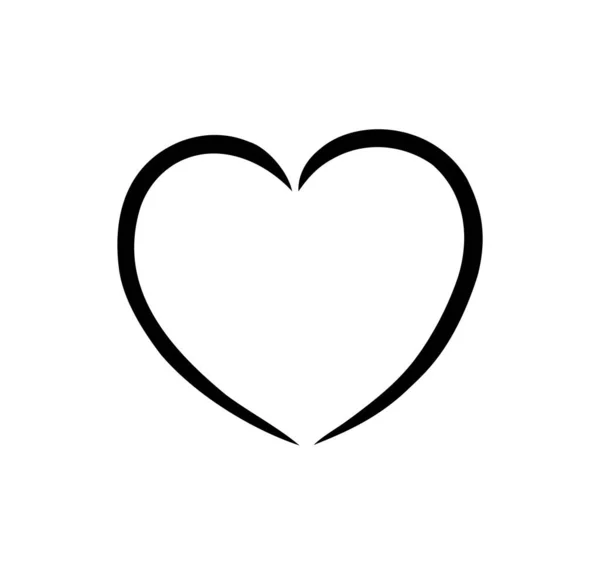 Desenho Forma Coração Preto Esboço Silhueta Estêncil Símbolo Amor Decoração — Vetor de Stock