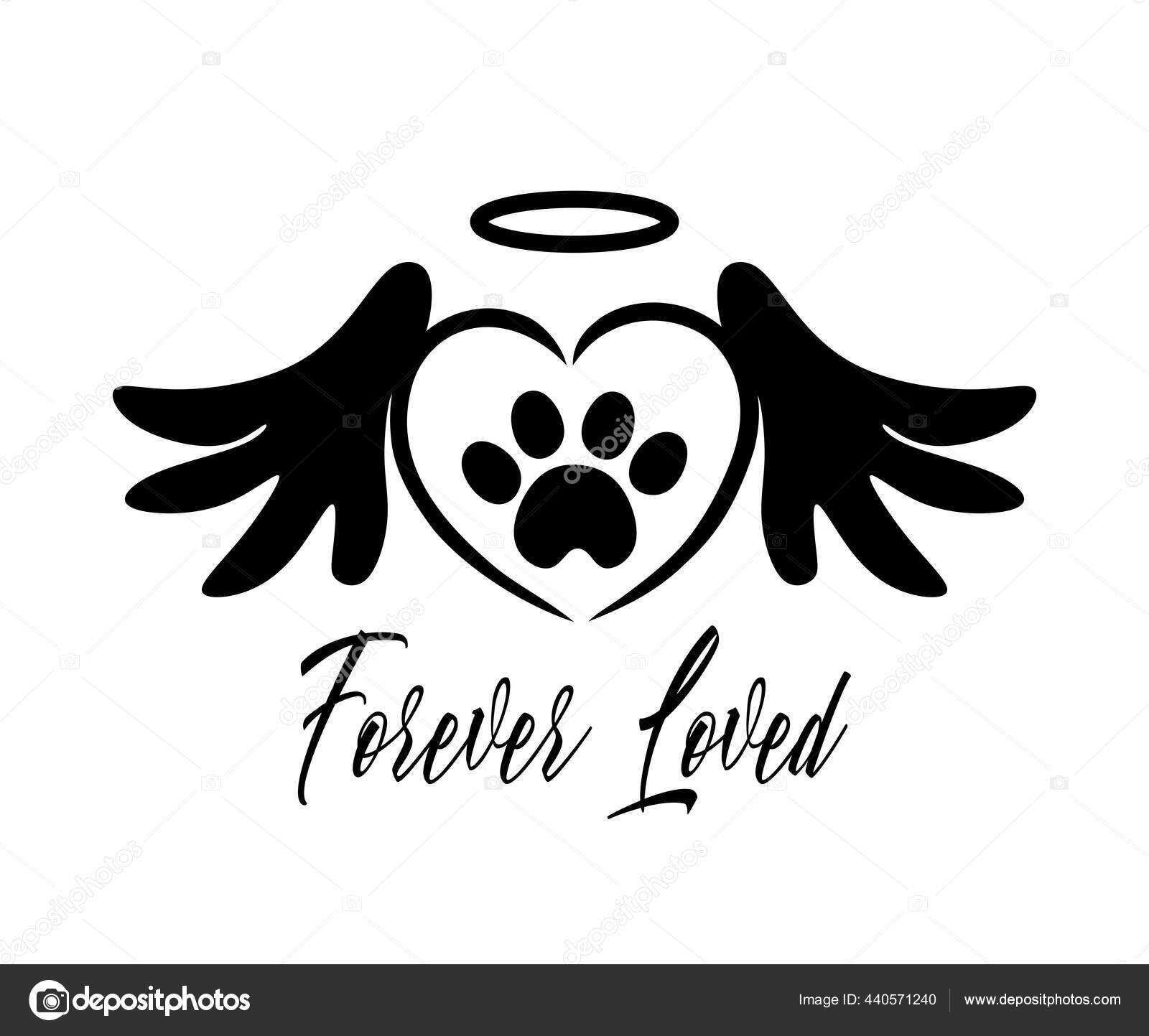 paw print angel wings drawing  Tattoos Pawprint tattoo Paw print tattoo