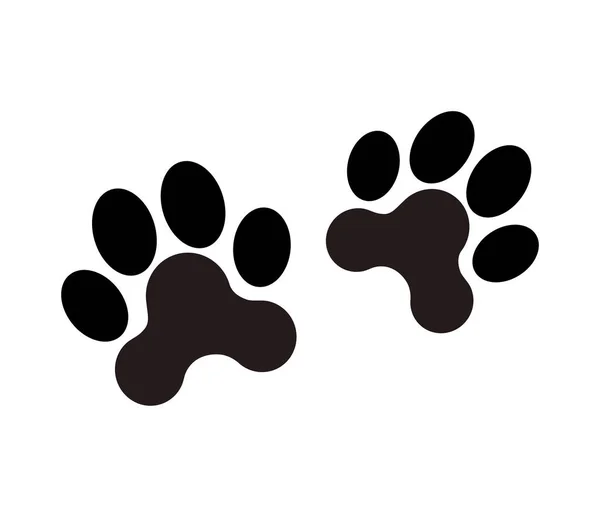 Black Vector Paw Print Silhouette Icon Drawing Footprint Noha Stopy — Stockový vektor