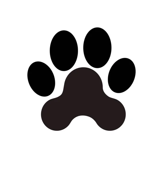 Black Vector Paw Print Silhouette Icon Drawing Footprint Foot Footstep — Stock Vector