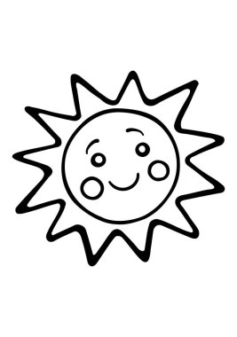 Gülümseyen sevimli güneş ışınları. Siyah Vektör Çizgi Çizgi Çizim Çizimi Resim Çizimi. Çizim. Vinil duvar etiketi çıkartması. Laser kesme. Çocuklar için boya sayfaları. DIY.Hava Durumu