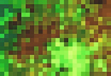 Soyut Pixel arkaplanı. Minecraft oyun kübü desenli pankart arka plan kahverengi arazi ve yeşil çimen kavramı. Dünya kare pikselleri oyun için geometrik duvar kağıdı desenli. Erkek oyuncakları
