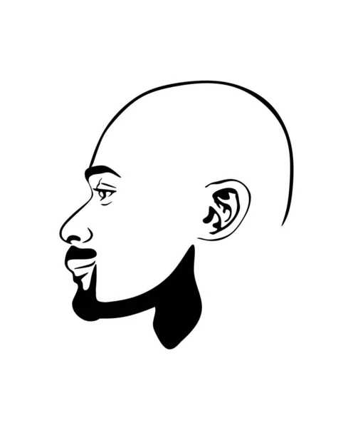 Black African Afro American Male Portrait Face Vector Silhouette Bald — Stock Vector