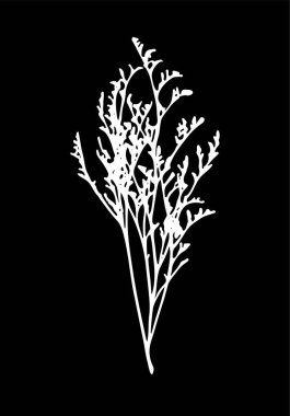 Yabani tarla çiçekleri ana hatlı vektör silueti çizer. Bitki buketi. Çingene usulü. Bitki bitki kalıbı görüntüsü. Çiçek baskısı. Çerçeve lazer kesimi. Vinil duvar çıkartması..