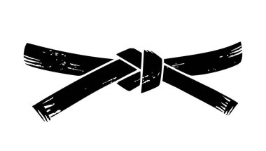 Vector black belt grunge stencil silhouette drawing icon illustration.Judo. Taekwondo. Karate.Jujitsu.Design for t shirt print.Sport.Fighting.Plotter laser cutting.Vinyl wall sticker decal.Cut file. clipart