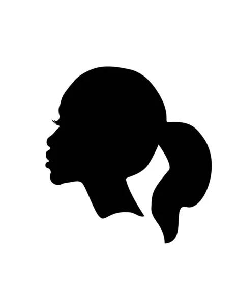 Schwarzes Afroafroamerikanisches Junges Mädchen Frau Vektor Porträt Kopf Gesicht Profil — Stockvektor