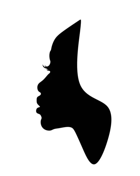 Afrikai Amerikai Fiatal Lány Vektor Portré Arc Profil Sziluett Frizura — Stock Vector