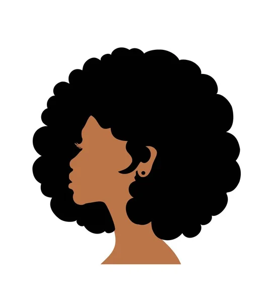 Negro Afro Chica Afroamericana Mujer Mujer Vector Retrato Cabeza Cara — Vector de stock