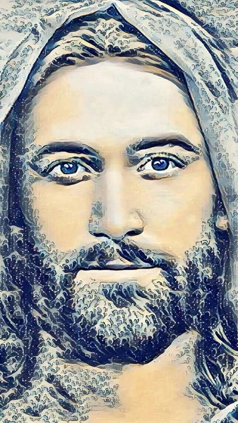 Man Abstract Digital Portrait Painting God Lord Jesus Christ Art — Photo