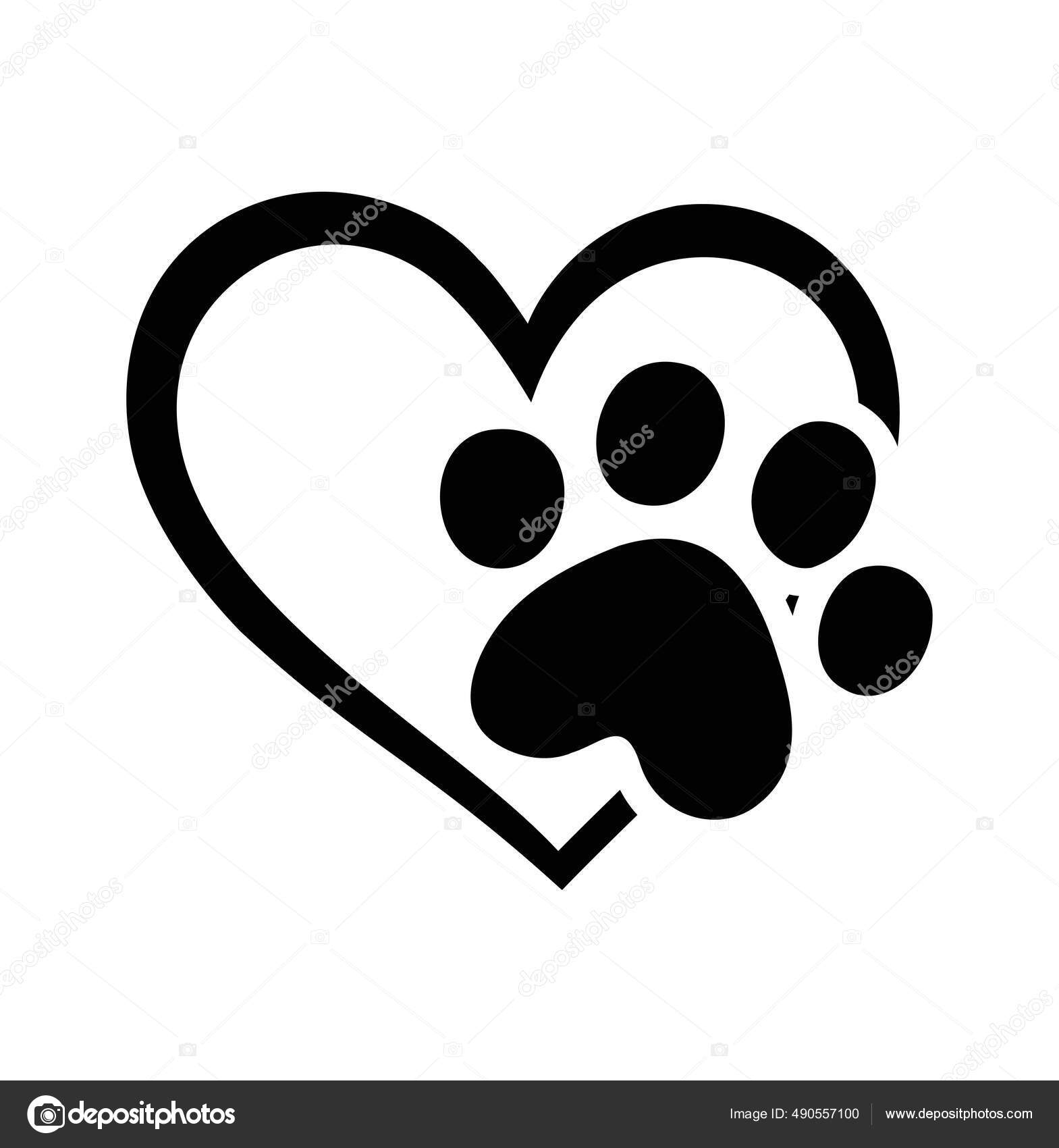 Vektor Schwarze Herzform Schablone Liebe Symbol Haustier Katze Oder Hund  Stock-Vektorgrafik von ©polina_raulina.mail.ru 490557100
