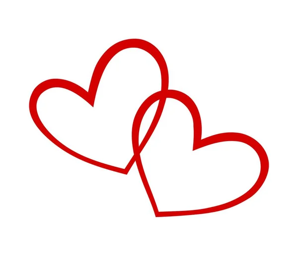 Dois Corações Vermelhos Abstrato Vetor Batimento Cardíaco Silhueta Esboço Desenho —  Vetores de Stock