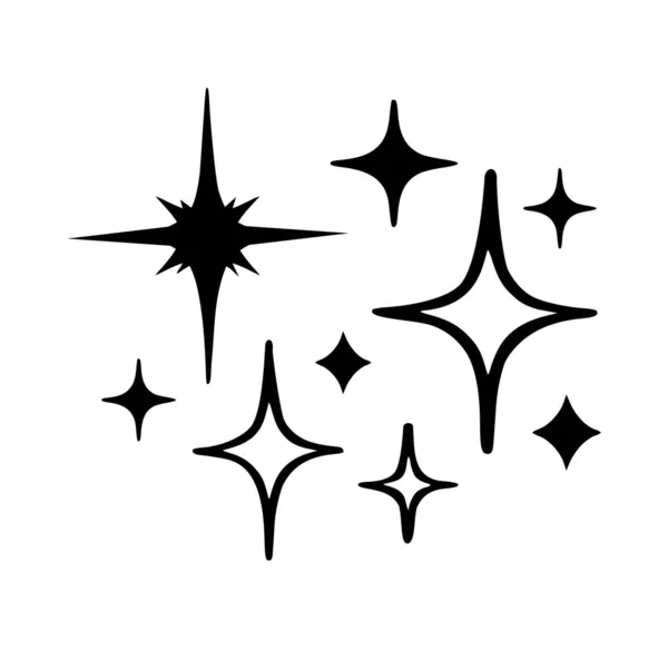 Vektör siyah yıldız simgeleri parlak parlak parlak yıldızlar parlıyor, parlayan siluet parlıyor, şablonu ayır. Sihirli Tattoo.Plotter lazer kesme. Iconsparkle pırıltılı logo işareti. İyi geceler. Vay canına. Dosyayı kes.