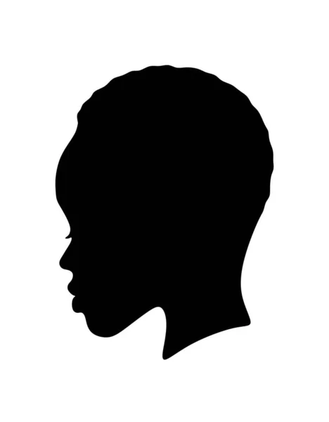 黑人非洲裔美国人 女性女性女性肖像脸型矢量轮廓型卷发短发 人头隔离描绘 维尼尔墙贴纸贴纸 — 图库矢量图片