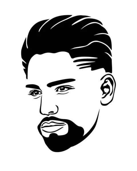 Barbershop Abstrait Noir Visage Masculin Portrait Vectoriel Silhouette Coupe Cheveux — Image vectorielle