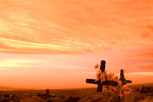 Crosses in the cemetery of Socaire, Atacama desert, Antofagasta Region, Chile, South America