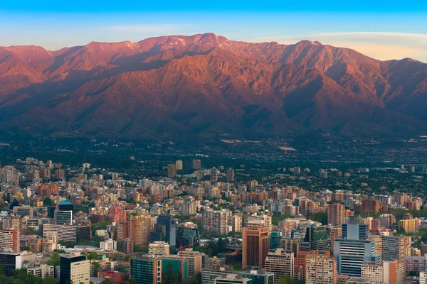 Vista Panorâmica Distrito Providencia Com Cordilheira Los Andes Santiago Chile — Fotografia de Stock