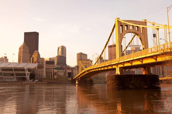 Rachel Carson Bridge Allegheny River Downtown City Skyline Pittsburgh Πενσυλβάνια — Φωτογραφία Αρχείου