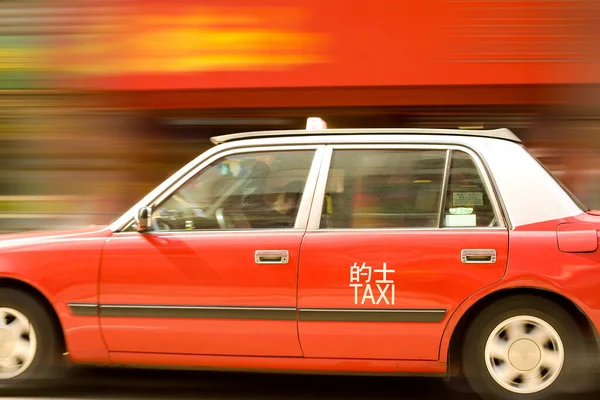 Distrito Central Hong Kong China Ásia Panning Táxi Nas Ruas — Fotografia de Stock