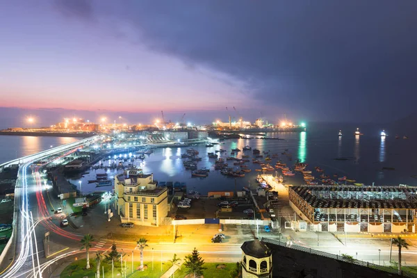 Iquique Tarapaca Bölgesi Şili Şili Limanı Gece Şili Nin Kuzeyinde — Stok fotoğraf