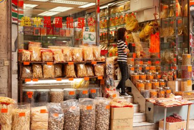 Central district, Hong Kong island, Hong Kong, China, Asia - A traditional store of dry sea food in Hong Kong.