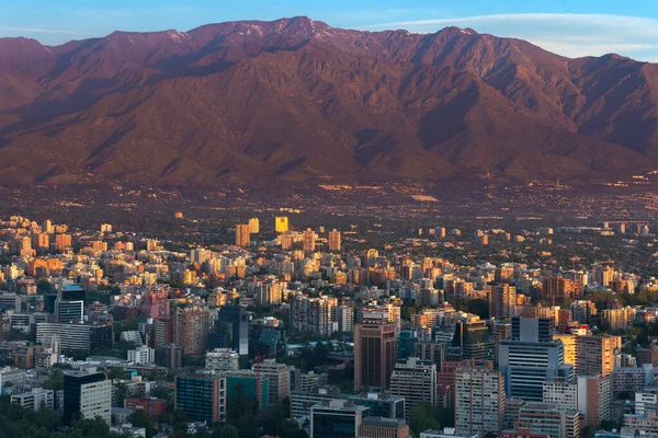 Vista Panorâmica Distrito Providencia Com Cordilheira Los Andes Santiago Chile — Fotografia de Stock