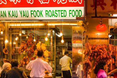 Hong Kong, Çin, Asya - Hong Kong Adasındaki Wan Chai 'de Et Pazarı.