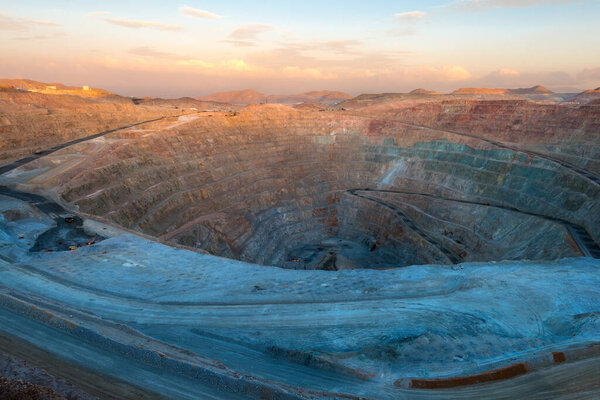view from above of an open-pit copper mine in Peru