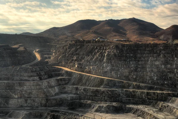 Vista Cima Poço Uma Mina Cobre Céu Aberto Chile — Fotografia de Stock