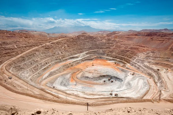 Zicht Van Boven Put Van Een Open Pit Kopermijn Peru Stockafbeelding