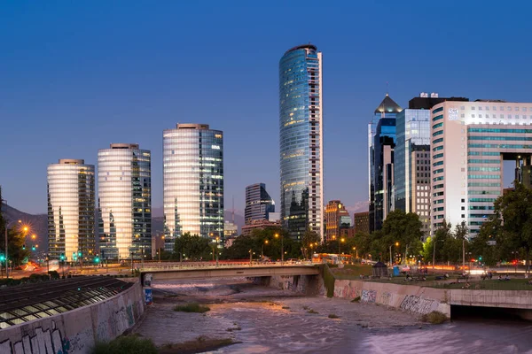 Santiago Región Metropolitana Chile Skyline Modernos Edificios Oficinas Distrito Financiero — Foto de Stock