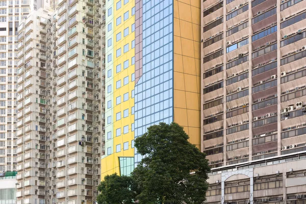 Detailní Záběr Hustě Osídlené Buidling Hong Kongu Čína — Stock fotografie