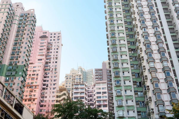 香港中部高楼式住宅大厦的天际线 — 图库照片