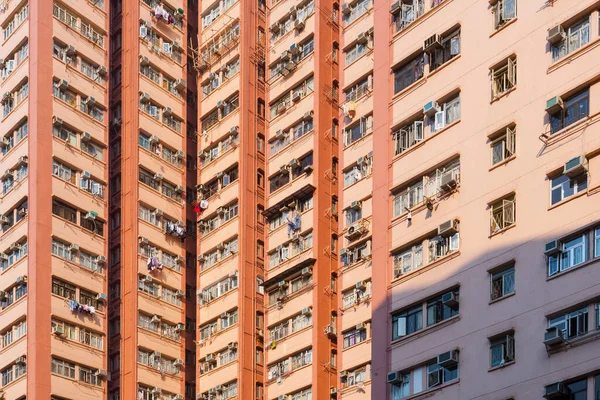 Close Van Een Dichtbevolkt Appartement Hongkong China — Stockfoto