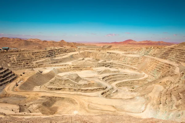 Vista Cima Poço Uma Mina Cobre Céu Aberto Chile — Fotografia de Stock