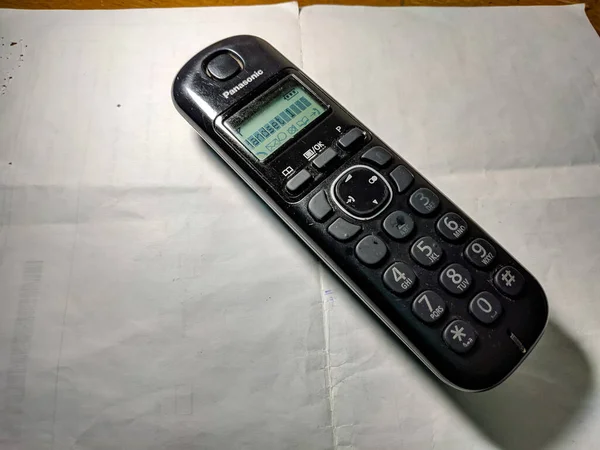 Malang Indonésia Abril 2021 Telefone Fixo Sem Fio Bem Utilizado — Fotografia de Stock