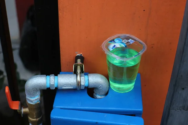 Malang Indonesia July 2021 Drinking Water Meter Front House Glass — Zdjęcie stockowe