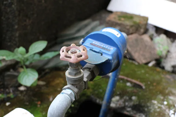 Malang Indonesia July 2021 Drinking Water Meter Front House Box — Zdjęcie stockowe