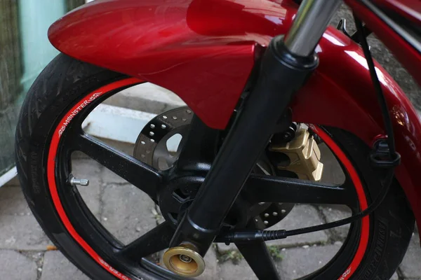Malang Indonesien Juli 2021 Yamaha Vixion Vorderrad Und Scheibenbremsen Sowie — Stockfoto