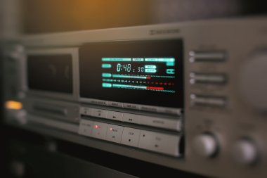 Stereo Vintage Alıcı yakın çekim. İşaretçiyi Tuşla .