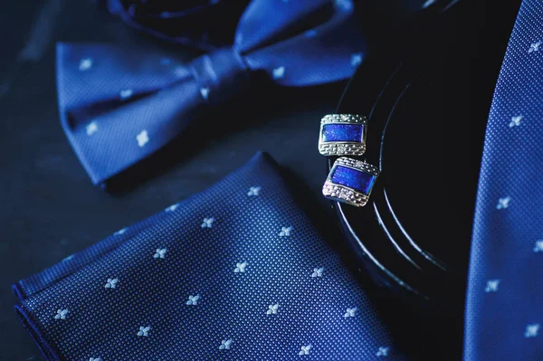 Luxury fashion men\'s cufflinks. accessories for tuxedo, butterfly, tie, handkerchief. Italian fashion.