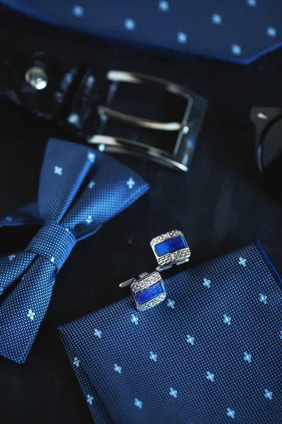Luxury Cufflinks Black Background Gentlemen Accessories — Stock Photo, Image