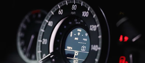 Miles Speedometer Modern Car Close Modern Car Speedometer Panoramic Shot Royalty Free Stock Photos