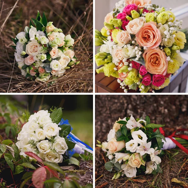 Wedding collage with bride's bouquet — Stock Photo, Image